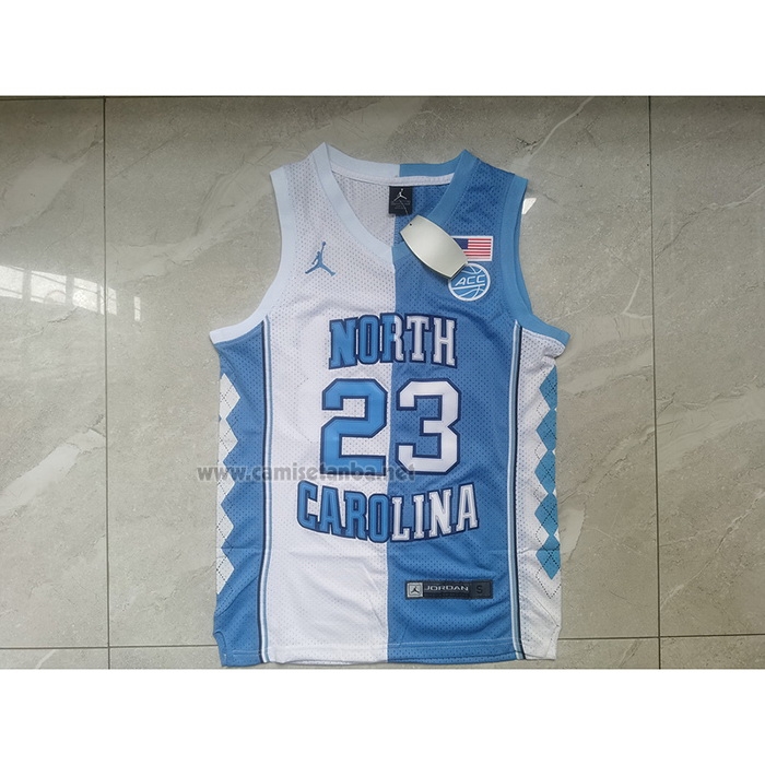 Camiseta NCAA North Carolina Tar Heels Michael Jordan #23 Split Azul Blanco